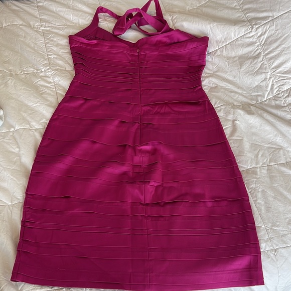 Beautiful BCBG satin halter bodycon midi dress - Picture 2 of 3